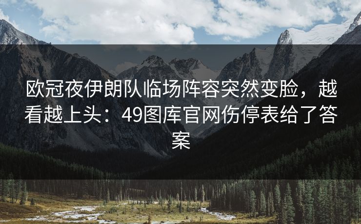 欧冠夜伊朗队临场阵容突然变脸，越看越上头：49图库官网伤停表给了答案
