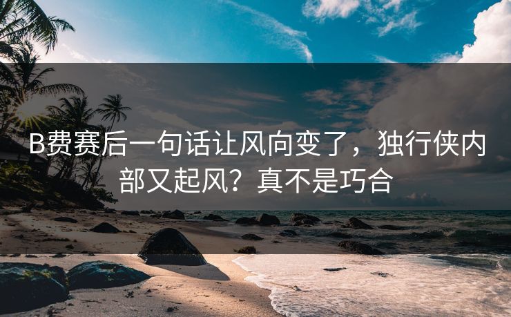B费赛后一句话让风向变了，独行侠内部又起风？真不是巧合  第1张