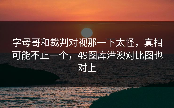 字母哥和裁判对视那一下太怪，真相可能不止一个，49图库港澳对比图也对上  第1张
