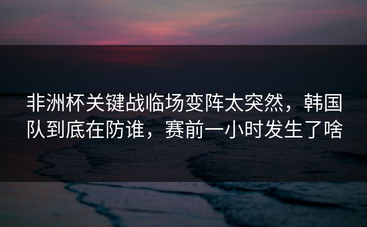 非洲杯关键战临场变阵太突然，韩国队到底在防谁，赛前一小时发生了啥  第1张