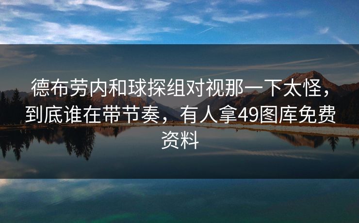 德布劳内和球探组对视那一下太怪，到底谁在带节奏，有人拿49图库免费资料