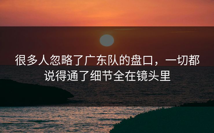 很多人忽略了广东队的盘口，一切都说得通了细节全在镜头里
